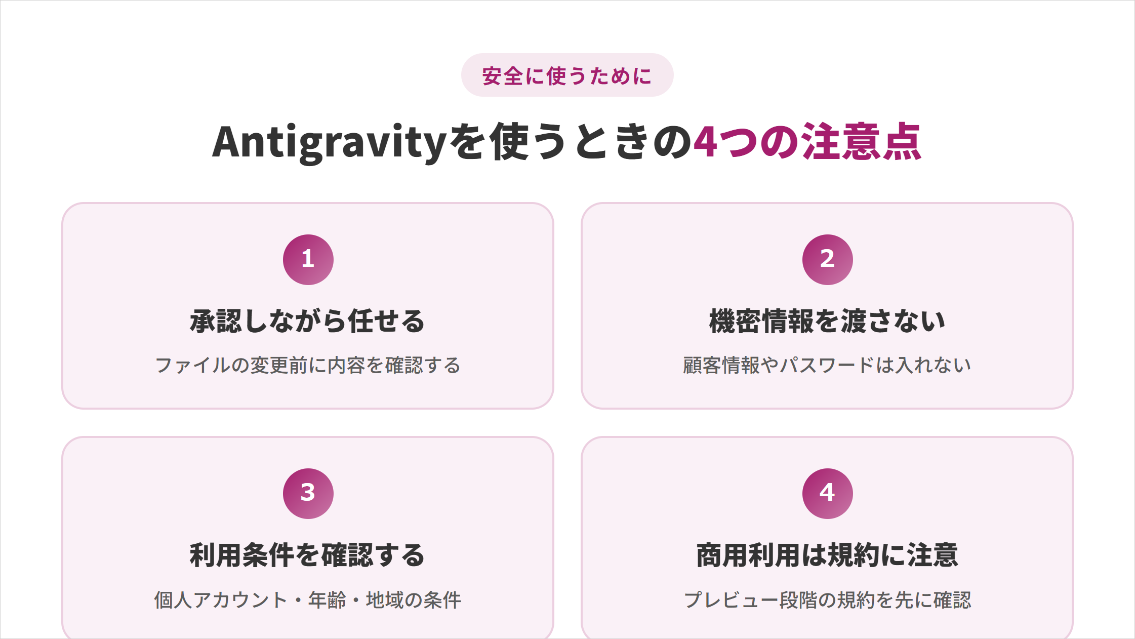 使うときの4つの注意点をまとめた図解