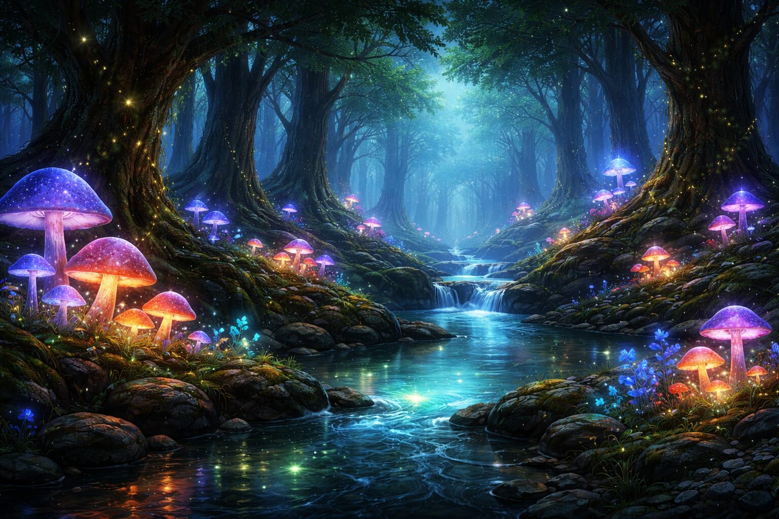 ChatGPTを使って生成した神秘的な森の画像