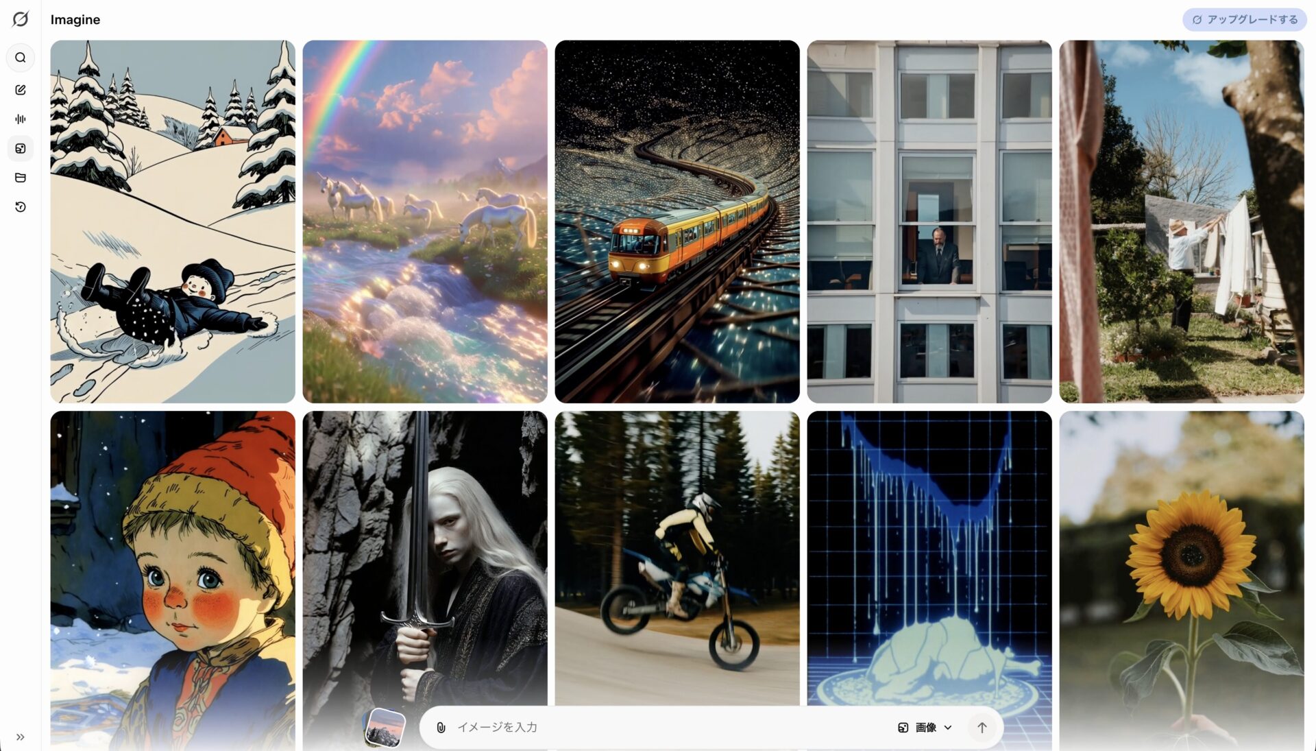 Grok Imagineのトップ画面
