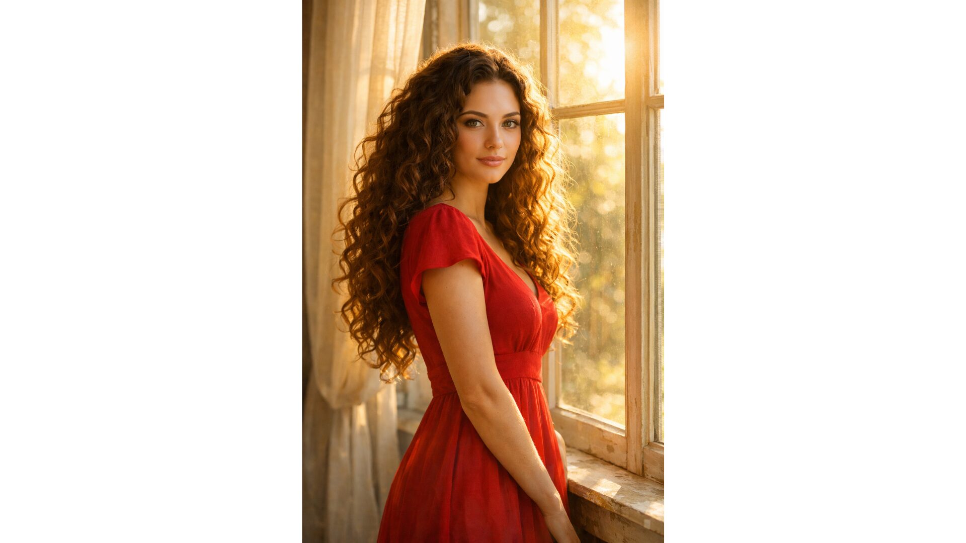 ChatGPT使って生成した赤いドレスの女性のイラスト画像