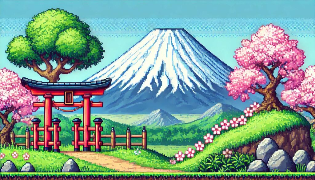 2D Pixel Game Asset Artistで生成された富士山