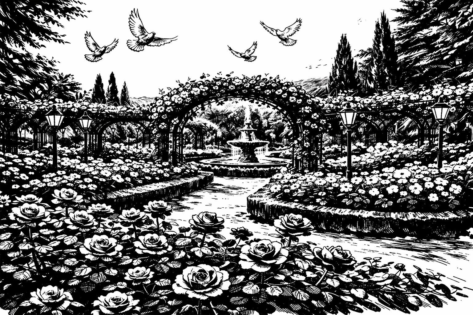 プロンプト「被写体や画像を、白黒インク画で描写してください。太い筆致や表情のある線を使い、動きや勢いが感じられる仕上がりにします。人物がいる場合は、形や雰囲気が分かるよう、認識できる輪郭を保ってください。人物がいない場合は、同じコントラストの強いインクスタイルでシーンやオブジェクトを描写してください」で生成した画像