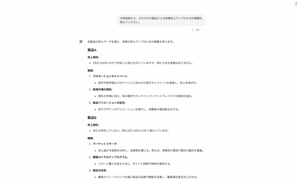 ChatGPTに戦略を考えてもらっている様子