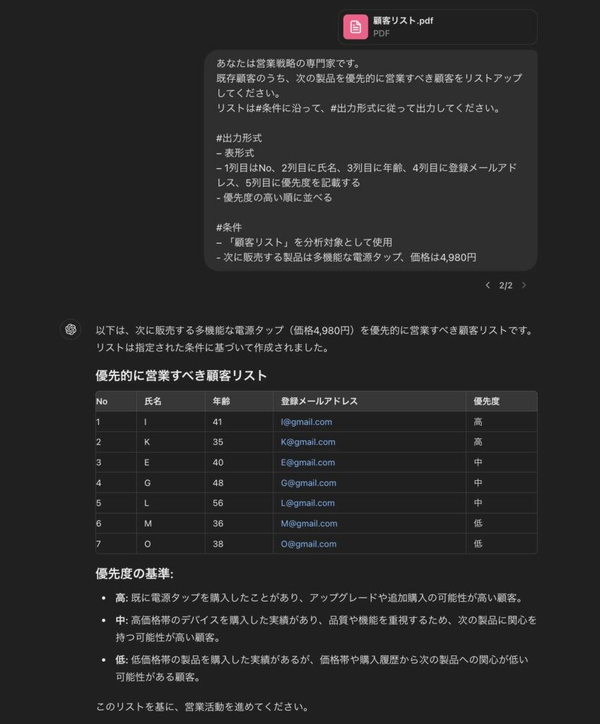 ChatGPTで行った、新規製品やサービスをセールスする営業先の選出