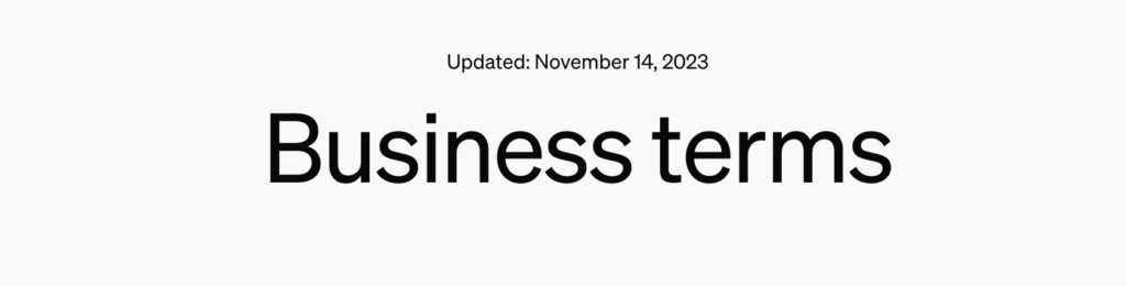 OpenAIのBusiness termsのトップページ画像