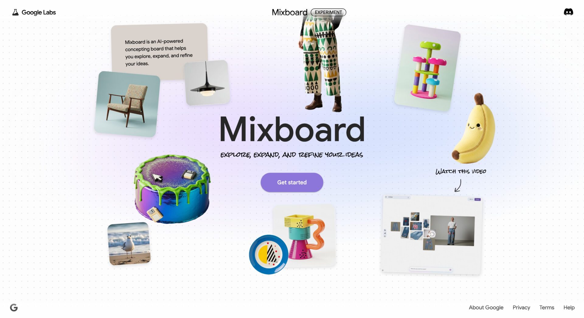 Google Mixboardのホーム画面のスクリーンショット