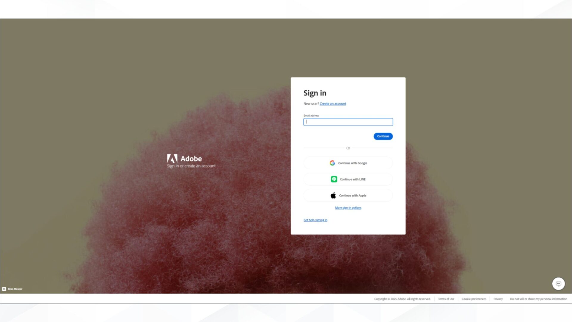 ChatGPTとの連携時に表示されるAdobeアカウントのログイン画面