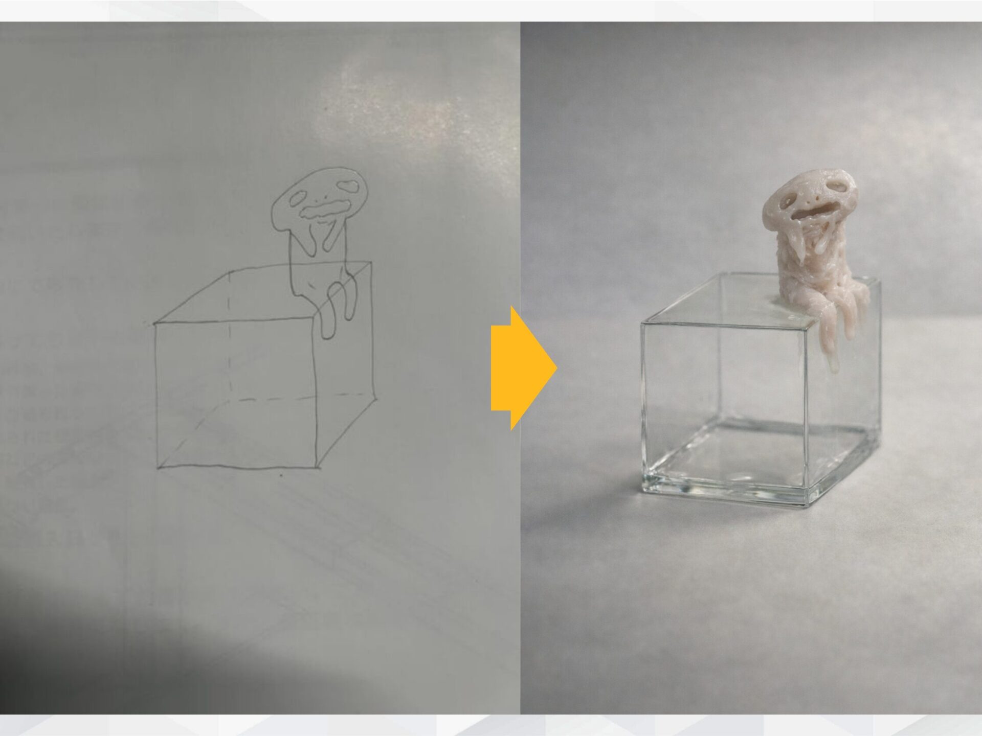 ChatGPT「Images」の活用事例:手描きの簡単な線画スケッチを読み込ませ、リアルな質感のフィギュア風画像に変換したビフォーアフター