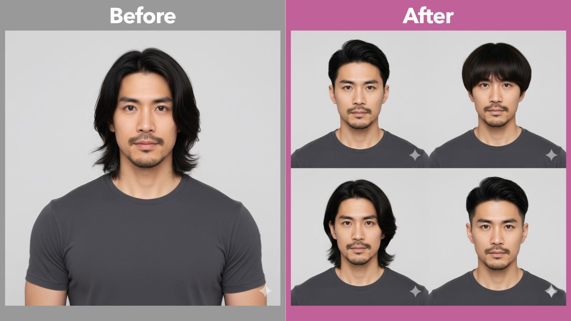 Geminiによる似合わせ髪型提案：アップバングやマッシュなど男性のヘアスタイル4パターン