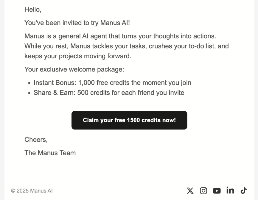 Manusのユーザー招待制度と無料クレジット特典の案内