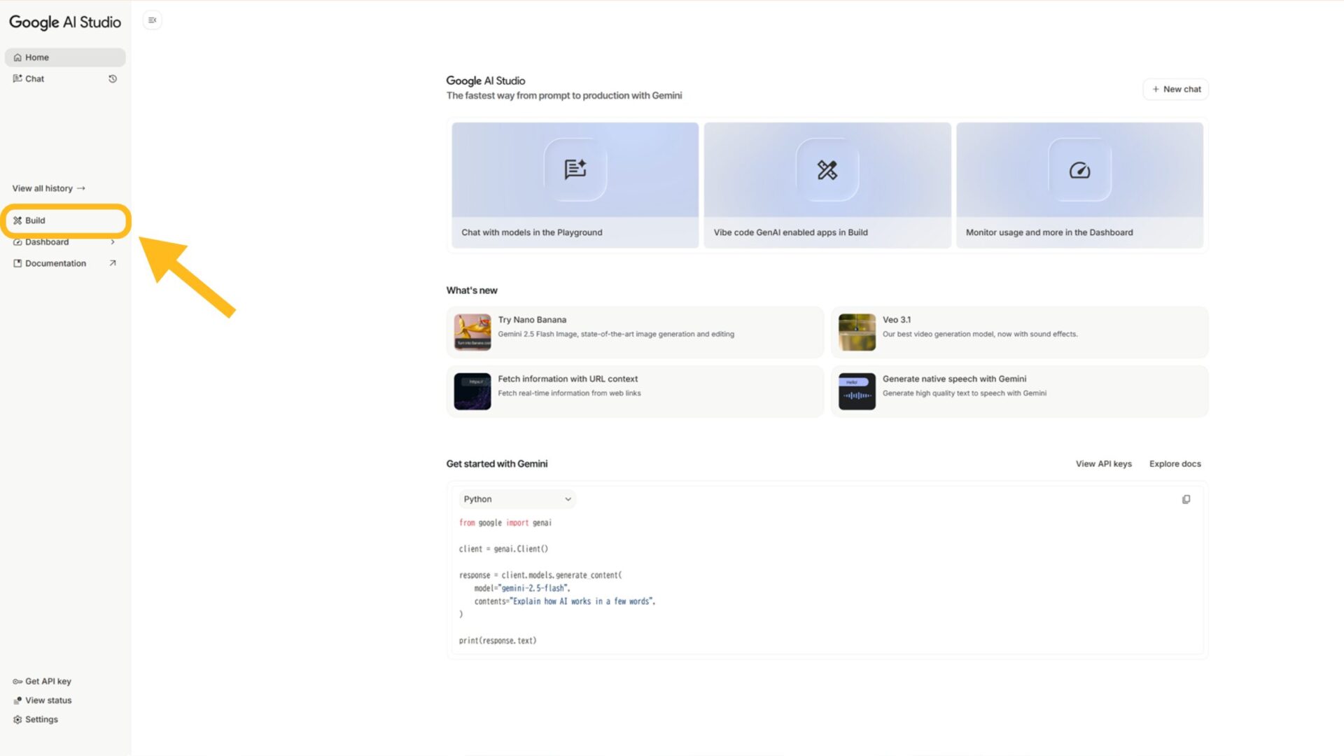 Google AI StudioでVibe Codingを使う方法(ステップ2:作成したいアプリの設定を行う-Buildモードを選択)