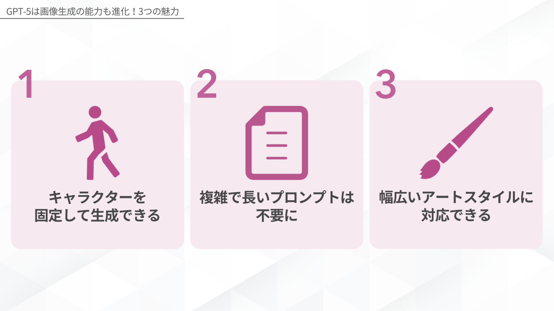 GPT-5は画像生成の能力も進化!3つの魅力(キャラクターを固定して生成できる/複雑で長いプロンプトは不要に/幅広いアートスタイルに対応できる)