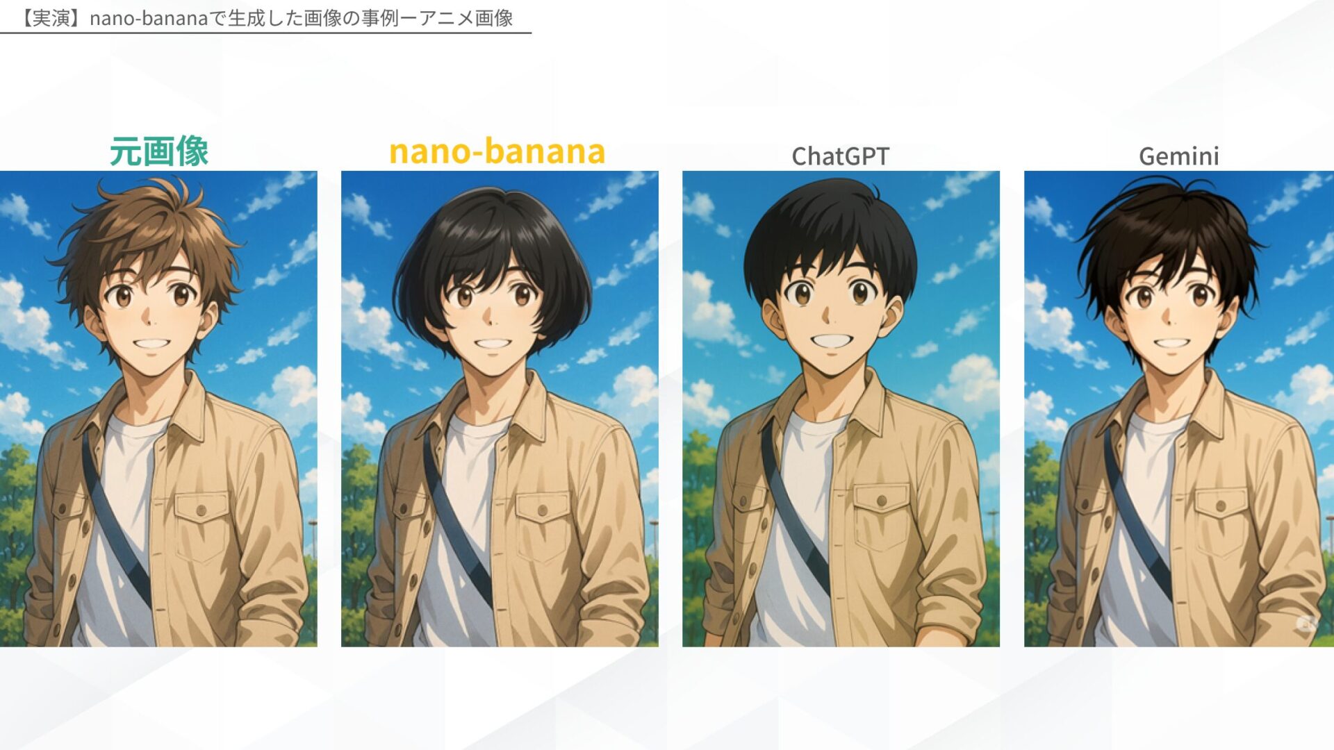 【実演】nano-bananaで生成した画像の比較(アニメ画像)