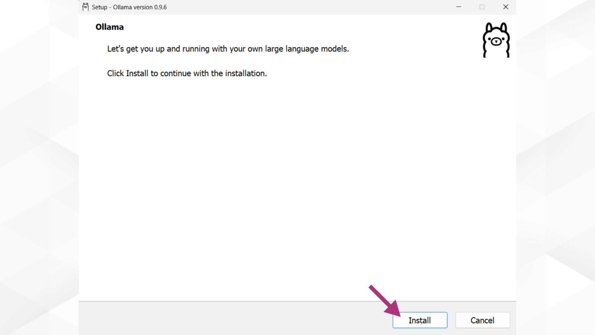NativeMindの始め方(OllamaをPCにインストールする-STEP2_ 初回セットアップを行う-インストール画面)