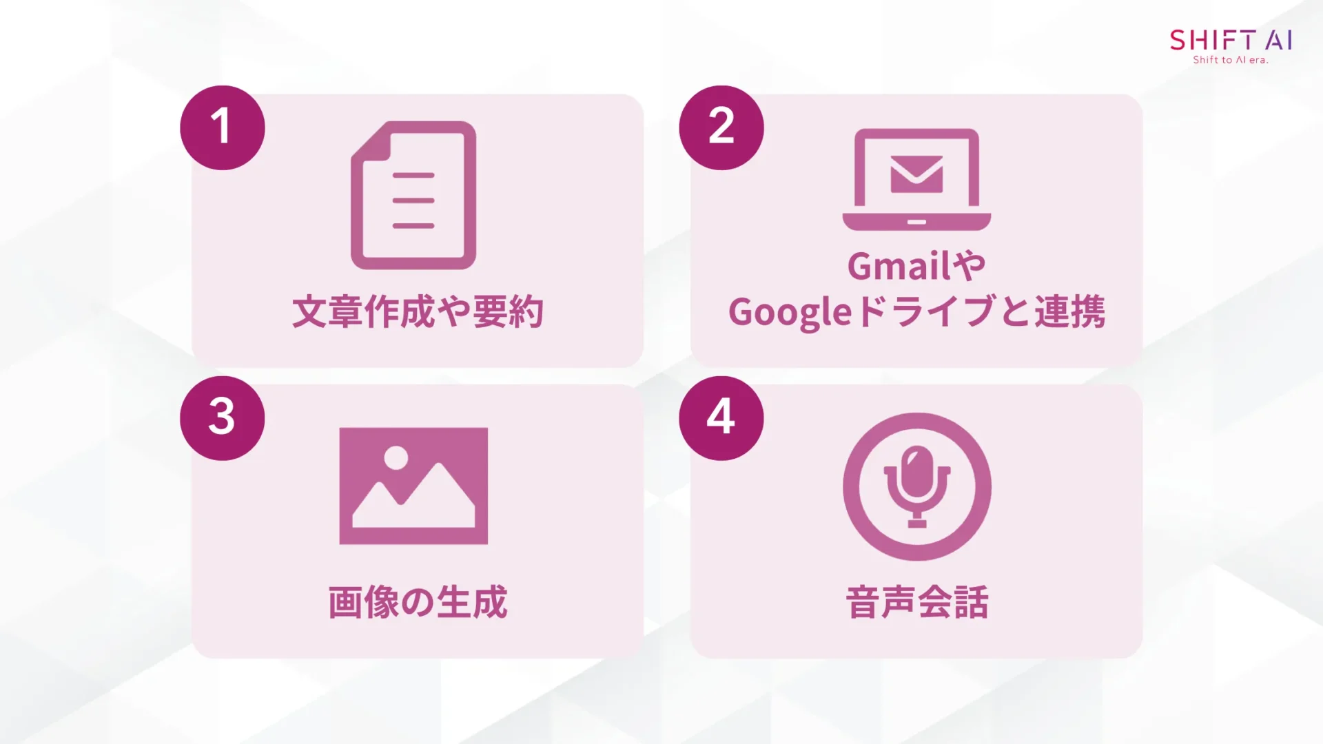 Geminiのアプリは何ができる？(文章作成や要約/GmailやGoogleドライブと連携/画像の生成?音声会話)