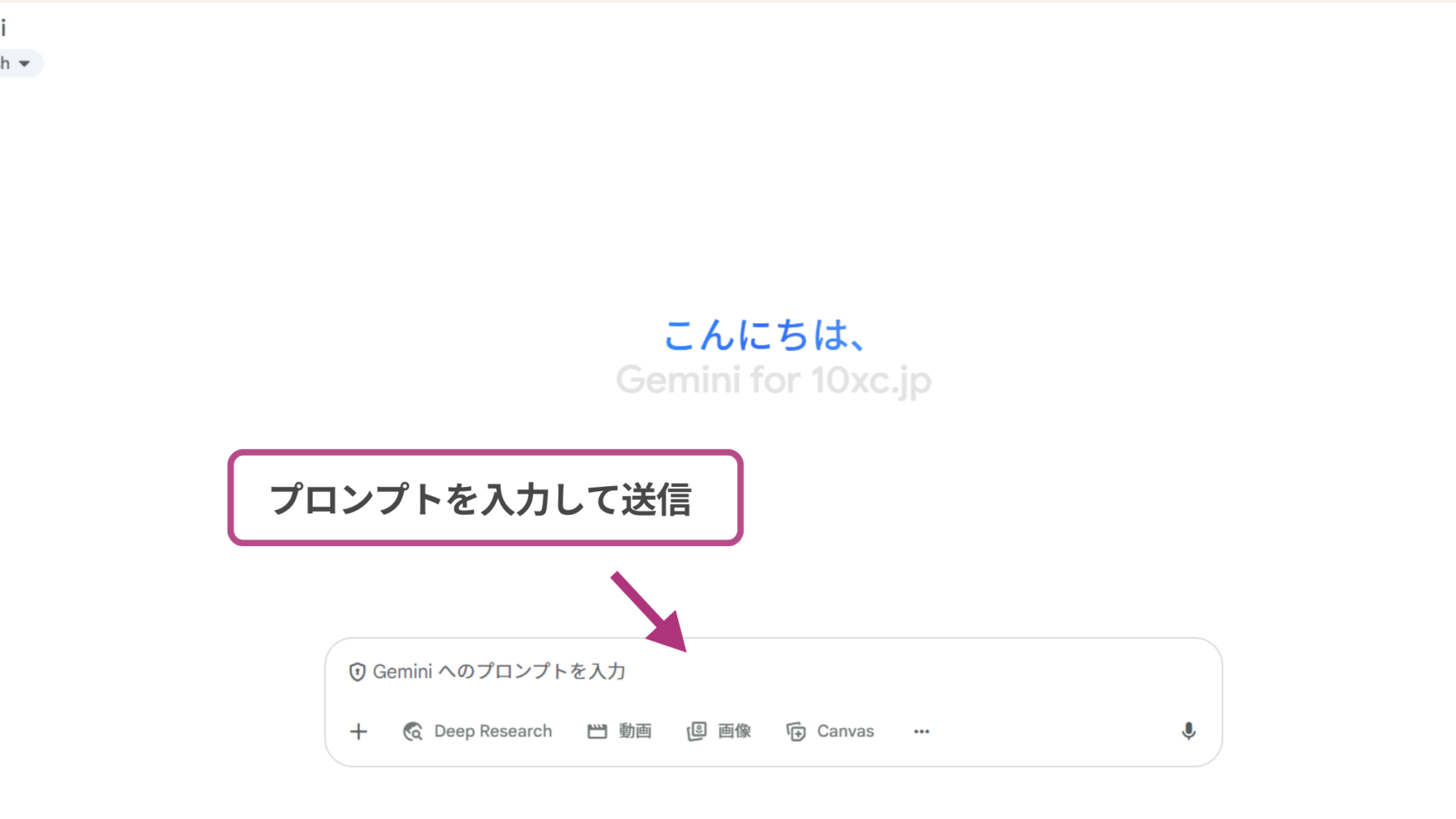 Google AI StudioとGeminiの使い方(Geminiの使い方-Step3プロンプトを入力する-プロンプト入力欄)