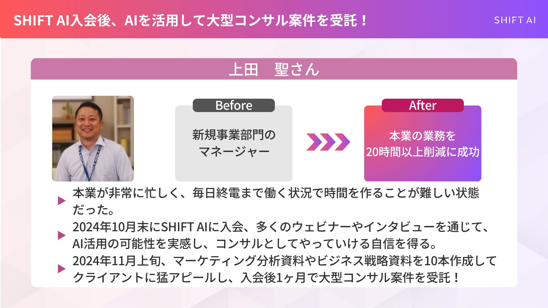 AI業界で活躍するSHIFT AI実績者を紹介③上田聖さん
