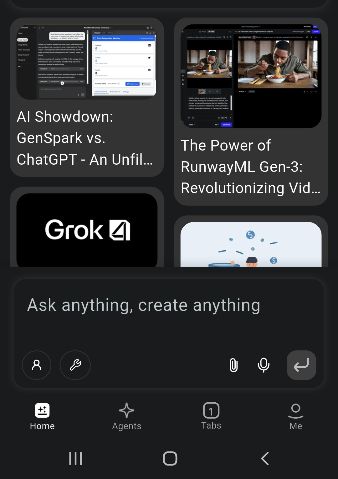 Gensparkアプリ右下のプロフィールアイコンをタップする