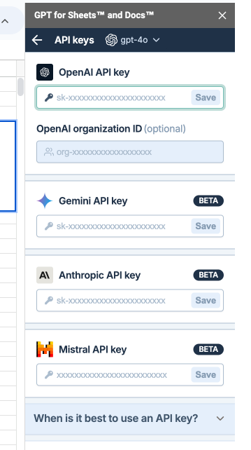 「OpenAI API key」に保存したAPIキーを入力し「Save」する