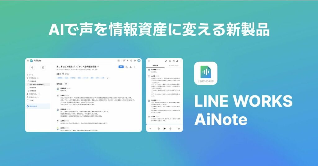 LINE WORKS AiNoteの説明画像