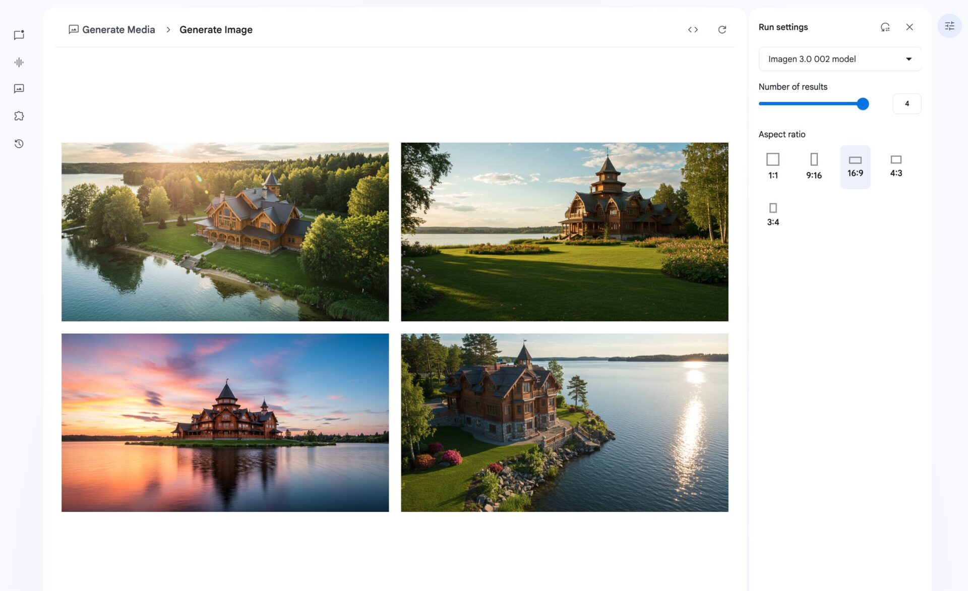 Google AI StudioのImagenで生成した木造の豪邸の画像