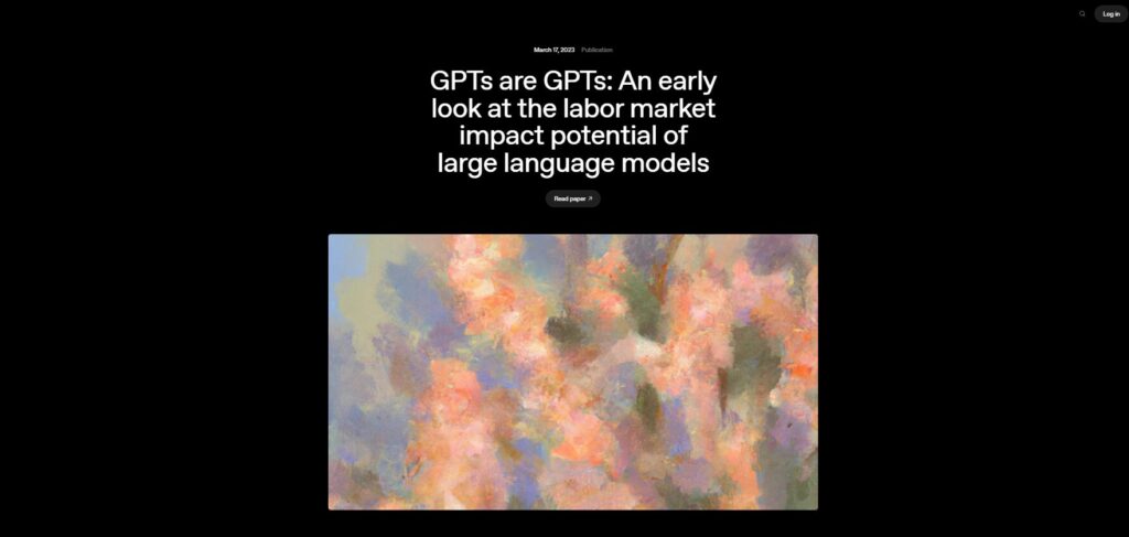 GPTs are GPTs: An Early Look at the Labor Market Impact Potential of Large Language Modelsの紹介画面