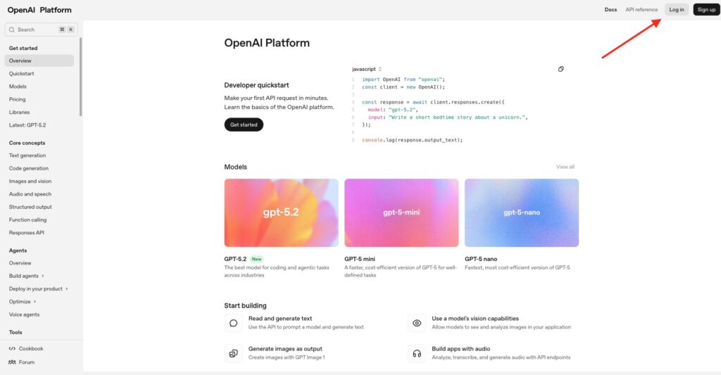 OpenAIのログイン誘導画面