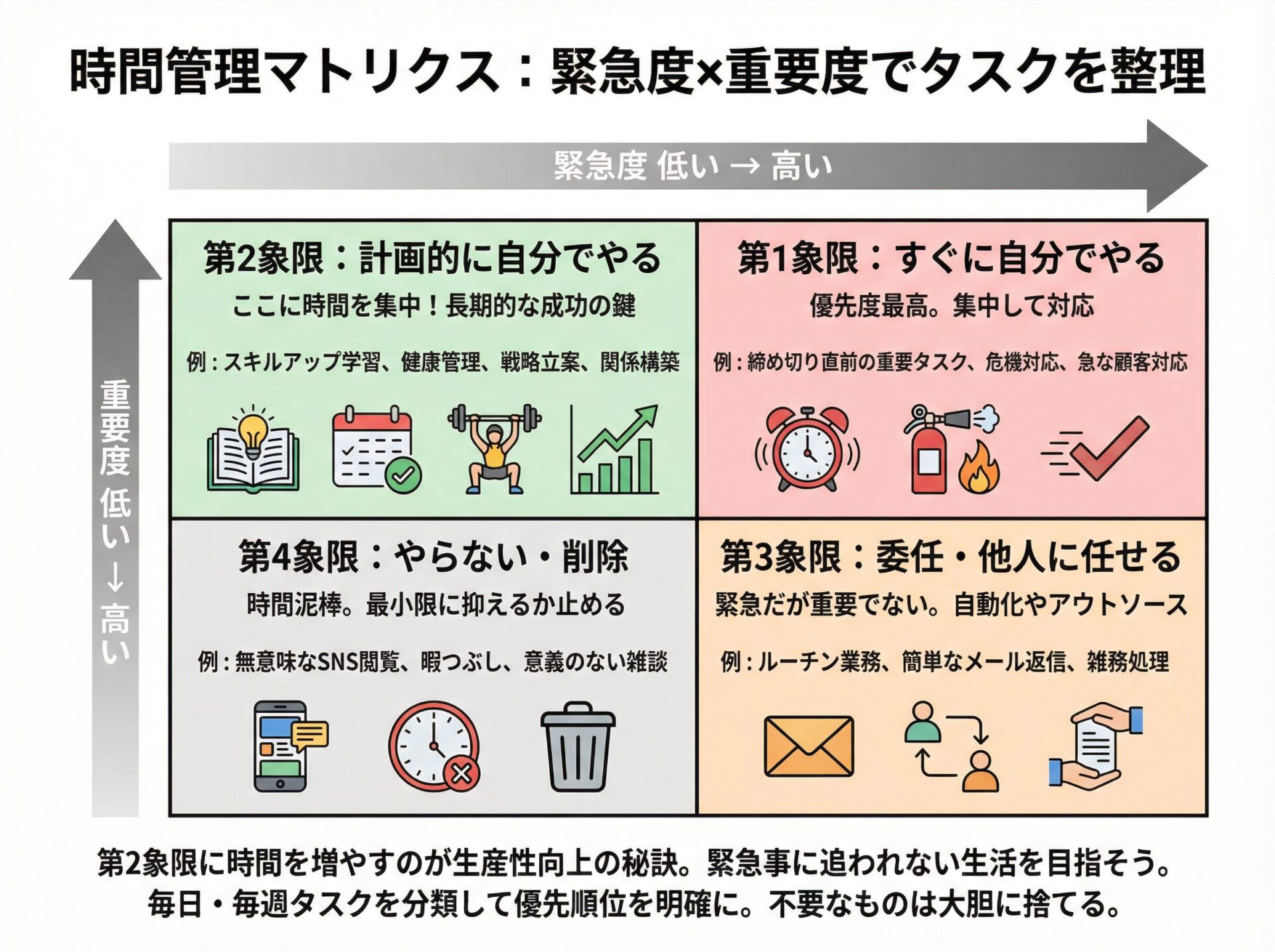 Nano Banana Proで生成できる図解の種類（マトリクス図の例）