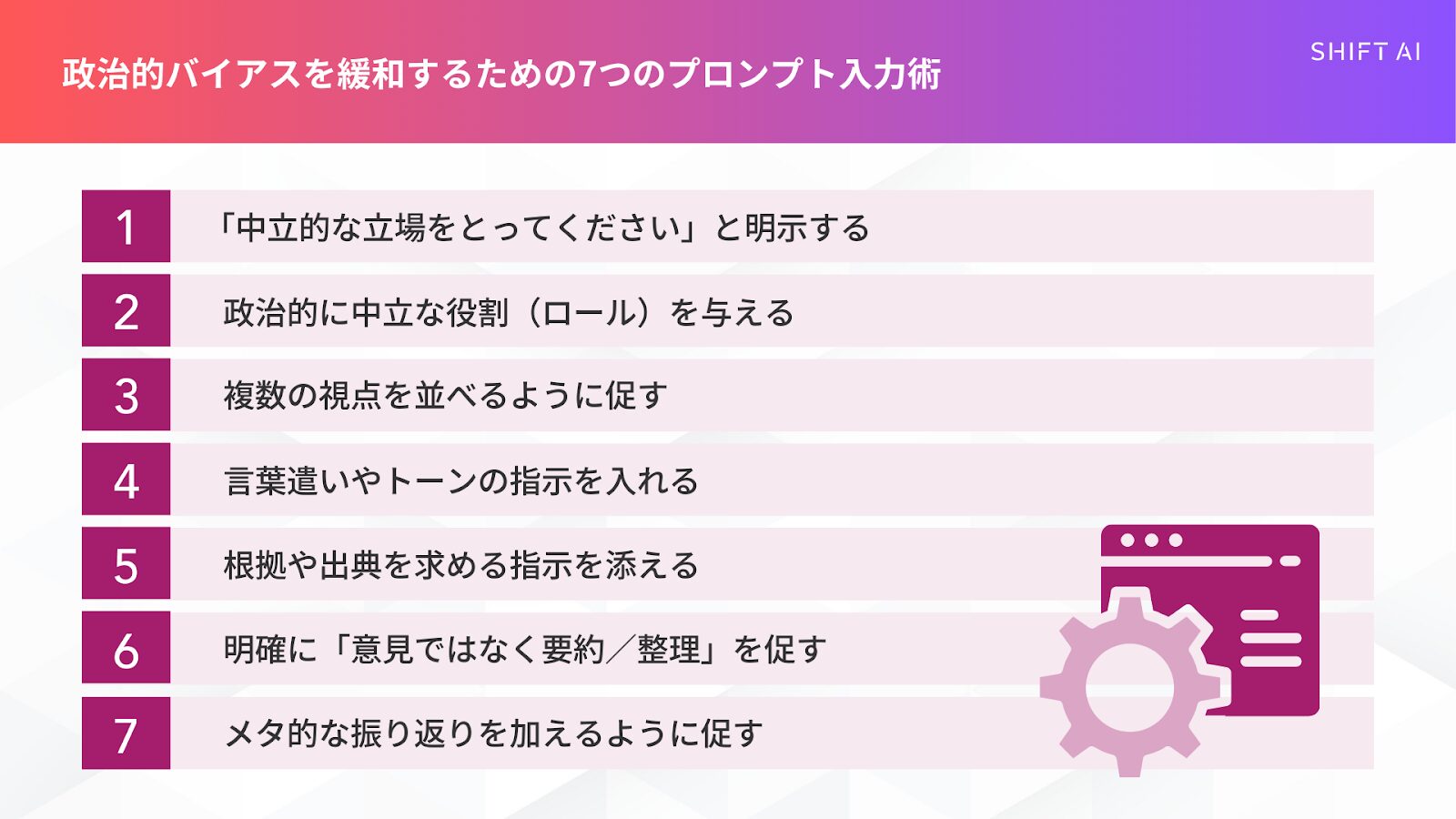 政治的バイアスを緩和するプロンプト入力術