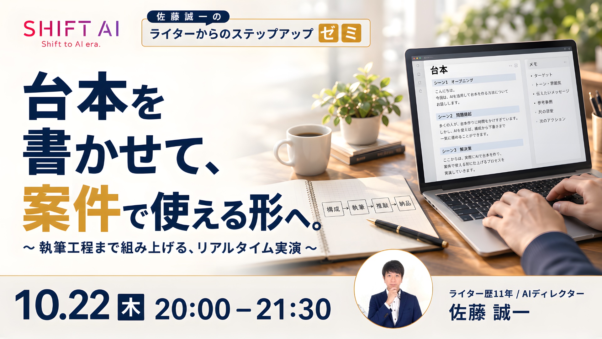 AIが書いた台本を案件で使える形へ―執筆と修正の判断を学ぶ